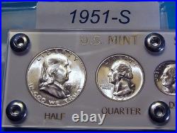 1951-S MINT SILVER SET U. S. COINS LUSTROUS CHOICE to GEM BRILLIANT UNCIRCULATED