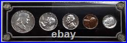 1952 United States Mint 5 Coin Proof Set in Black Acrylic Holder 90% Silver (X)