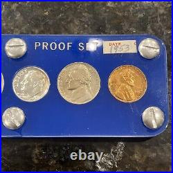 1953 US Mint Silver Proof Set 5 coins, Blue Capitol Holder
