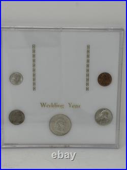 1953 US Mint Silver Proof Set In Hard Plastic Holder WEDDING YEAR