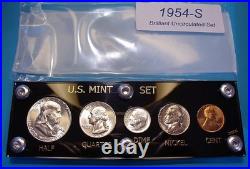 1954-S MINT SILVER SET U. S. COINS LUSTROUS CHOICE to GEM BRILLIANT UNCIRCULATED 1954-S MINT SILVER SET U. S. COINS LUSTROUS CHOICE to GEM BRILLIANT UNCIRCULATED