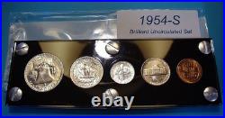 1954-S MINT SILVER SET U. S. COINS LUSTROUS CHOICE to GEM BRILLIANT UNCIRCULATED 1954-S MINT SILVER SET U. S. COINS LUSTROUS CHOICE to GEM BRILLIANT UNCIRCULATED