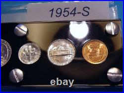 1954-S MINT SILVER SET U. S. COINS LUSTROUS CHOICE to GEM BRILLIANT UNCIRCULATED 1954-S MINT SILVER SET U. S. COINS LUSTROUS CHOICE to GEM BRILLIANT UNCIRCULATED