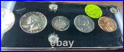 1954 Silver Proof Set 5 Coins Rainbow Toned Lucite Plastic Holder some cameo