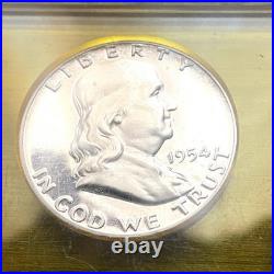 1954 U. S. Silver Proof Set 5 Coins Franklin Half Dollar Yellow Acrylic Holder