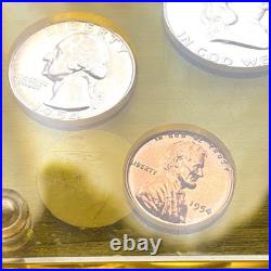 1954 U. S. Silver Proof Set 5 Coins Franklin Half Dollar Yellow Acrylic Holder