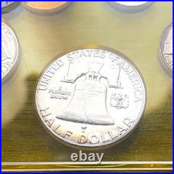 1954 U. S. Silver Proof Set 5 Coins Franklin Half Dollar Yellow Acrylic Holder