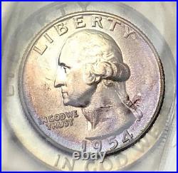 1954 US Mint Silver Proof Set 5 Coins Toned Bags withStaple OGP Beautiful Color