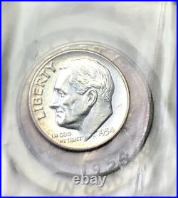1954 US Mint Silver Proof Set 5 Coins Toned Bags withStaple OGP Beautiful Color