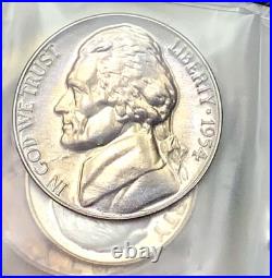 1954 US Mint Silver Proof Set 5 Coins Toned Bags withStaple OGP Beautiful Color