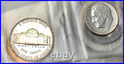 1954 US Mint Silver Proof Set 5 Coins Toned Bags withStaple OGP Beautiful Color