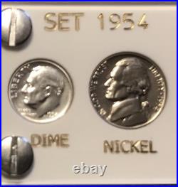 1954 US Silver Proof Set Frosty Gem Coins White Capital Holder Display Box 1954 US Silver Proof Set Frosty Gem Coins White Capital Holder Display Box