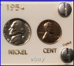 1954 US Silver Proof Set Frosty Gem Coins White Capital Holder Display Box 1954 US Silver Proof Set Frosty Gem Coins White Capital Holder Display Box