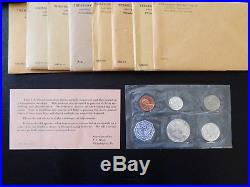 1955 1964 U. S. Mint 5 Coin Silver Proof Sets! Complete