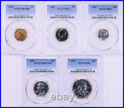 1955 1c-50c Proof Set PCGS Proof-65/66/67/68 (5 Coins)