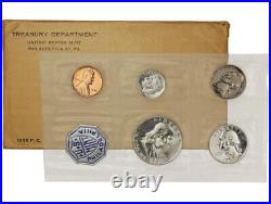 1955 P US Mint Proof Set With Envelope Uncirculated Fine Silver Coin 50C 25C 10C