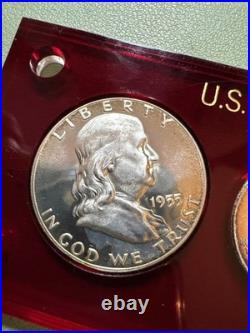 1955 PROOF SET IN CAPITAL HOLDER Cameo Franklin And More. 90 Silver