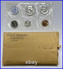 1955 Silver Proof Set US Mint OGP Envelope 90% Silver 5 Coins Cool Franklin Half