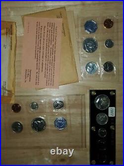 1955 US Mint Silver Proof Set Flat pack 1957 Proof Set, 1962 Proof set OGP 3