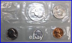 1955 US Proof Set 5 Coin Set 3 Silver Coins 1c-50c In Cello Sleeve with Envelope