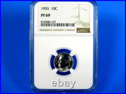 1955 to 1964 P, 10-Coin Set Roosevelt Dimes NGC Pf 69 Beautiful Set