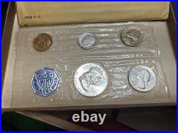 1956 US Mint Silver Proof Set Type 1 Franklin in OGP Beautiful Set See Pics