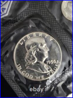 1956 US Mint Silver Proof Set Type 1 Franklin in OGP Beautiful Set See Pics