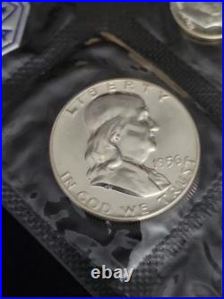 1956 US Mint Silver Proof Set Type 1 Franklin in OGP Beautiful Set See Pics