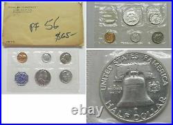 1956 United States Mint SILVER Proof Set with Type 1 Weak Eagle Half Dollar