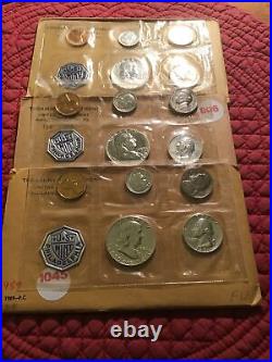 1957, 1958, 1959, Silver US MINT PROOF SETS. Wow, Look At Those Franklin Half's