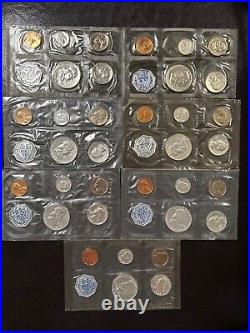 1958-1964 Lot of SEVEN (7) US Mint Proof Sets in Cello Flat Pack 90% Silver