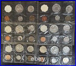 1958-1964 Lot of SIX (6) US Mint Proof Sets in Cello Flat Pack 90% Silver