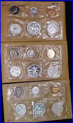 1959, 1960, & 1961 U. S. Mint Silver Proof Coin Set Sets OGP Franklin Half