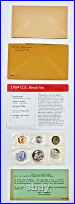 1959 United States Mint 5 Coin Proof Set OGP & COA 90% SILVER SEALED & COMPLETE