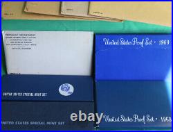 1960 1969 TEN Annual United States Mint Proof Sets 50 Coins Lot of 10 Sets