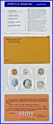 1960 United States Mint 5 Coin Proof Set OGP & COA 90% SILVER SEALED & COMPLETE