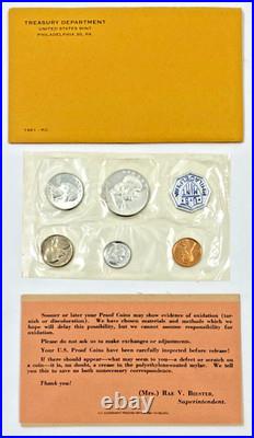 1961 United States Mint 5 Coin Proof Set OGP & COA 90% SILVER SEALED & COMPLETE