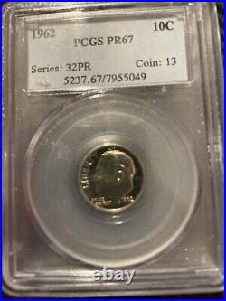 1962 PCGS US Mint 5-Coin Silver Proof Set Pr66-pr67