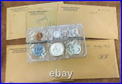 1962 US Proof Set Original Envelopes Silver lot of 5 proof sets with Franklin half