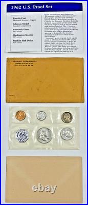 1962 United States Mint 5 Coin Proof Set OGP & COA 90% SILVER SEALED & COMPLETE