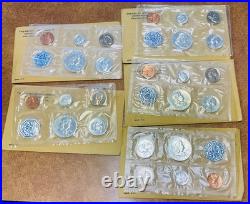 1963 US Proof Set Original Envelopes Silver lot of 5 proof sets with Franklin half