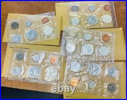 1963 US Proof Set Original Envelopes Silver lot of 5 proof sets with Franklin half