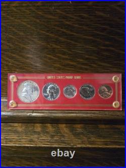 1963 United States Proof Set Original Red Holder -90% Silver Half, Quarter, Dime