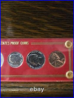 1963 United States Proof Set Original Red Holder -90% Silver Half, Quarter, Dime