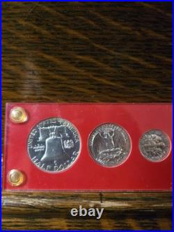 1963 United States Proof Set Original Red Holder -90% Silver Half, Quarter, Dime