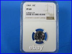 1964 P 5-Coin Year Set, Half Dollar. Quarter, Dime, Nickel, Cent NGC Pf 69