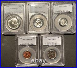 1964 PCGS PR68rd-PR68 U. S. Proof Coin Set 3 with GEM PROOF Silver Coins 05727