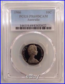 1966 Australian First Decimal Proof Set- PCGS Graded Set Coins PR68/69