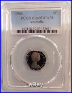 1966 Australian First Decimal Proof Set- PCGS Graded Set Coins PR68/69