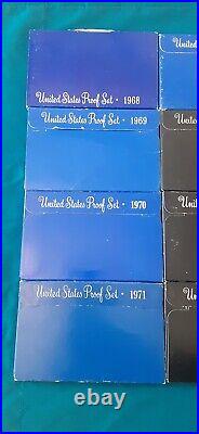 1968-1989 US Mint Proof Set Run lot Original Boxes 22 Sets 119 Coins! L714